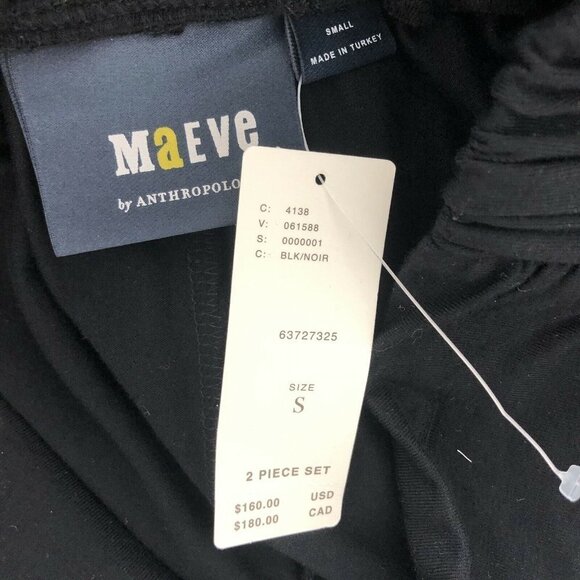 NWT Anthropologie Wide-Leg Pant Set S HTF Black Crop Top $160 Two Piece Comfy - Picture 9 of 9